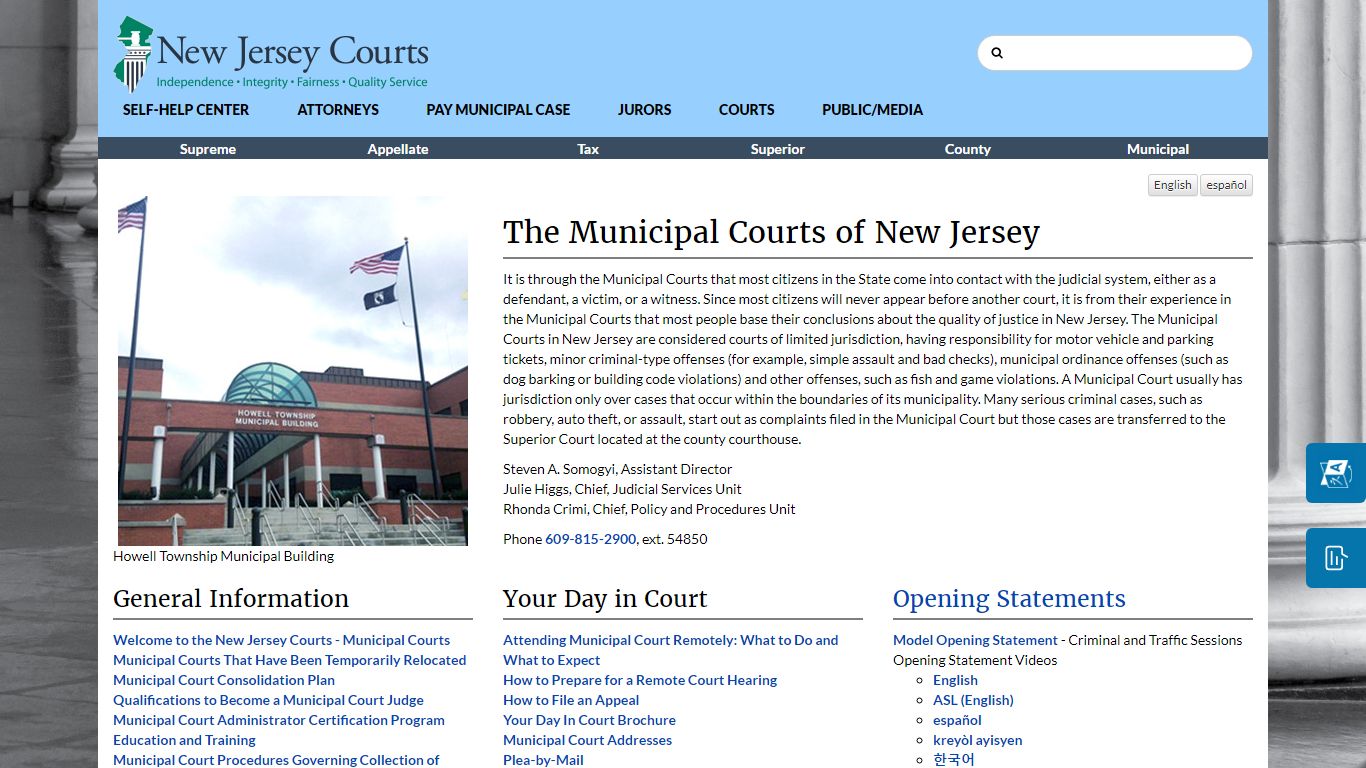 Municipal Courts of New Jersey - New Jersey Superior Court