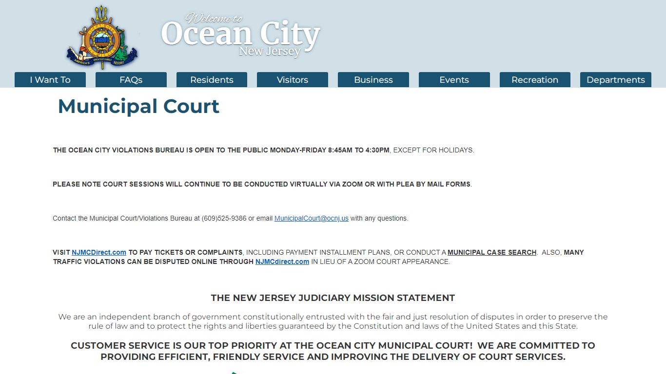 THE NEW JERSEY JUDICIARY MISSION STATEMENT - Ocean City, New Jersey